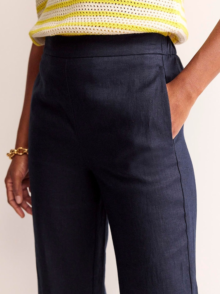 Boden Blue 100% Cotton Hampstead Linen Trousers - Image 2 of 5