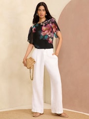 Love & Roses Black Flutter Sleeve Blouse - Image 4 of 4