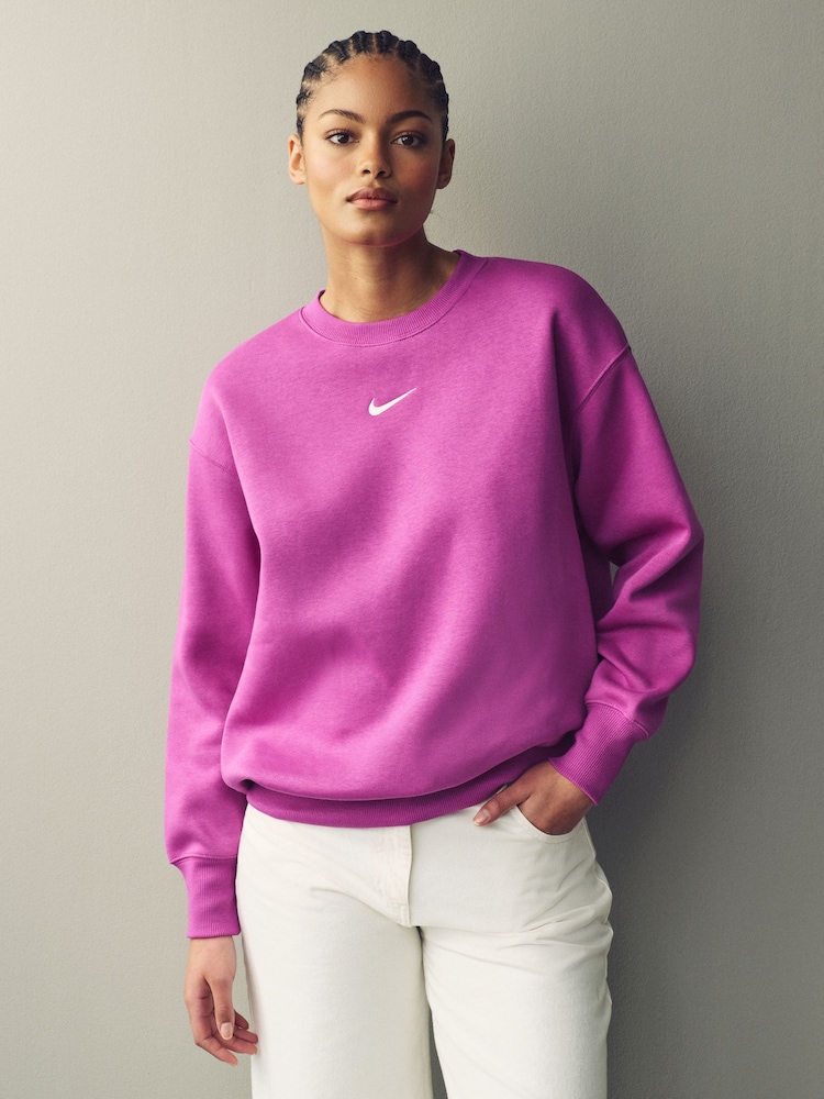 Nike Purple Oversized Mini Swoosh Sweatshirt - Image 1 of 8