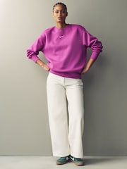 Nike Purple Oversized Mini Swoosh Sweatshirt - Image 2 of 8