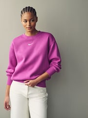 Nike Purple Oversized Mini Swoosh Sweatshirt - Image 4 of 8