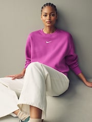 Nike Purple Oversized Mini Swoosh Sweatshirt - Image 5 of 8
