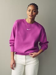 Nike Purple Oversized Mini Swoosh Sweatshirt - Image 8 of 8