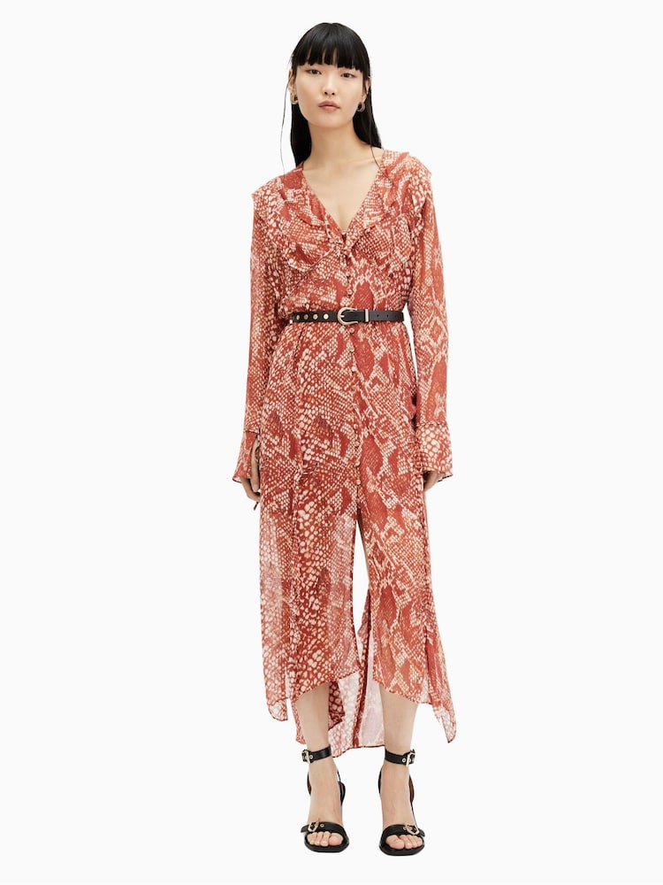 AllSaints Red Liana Waimea Dress - Image 1 of 6