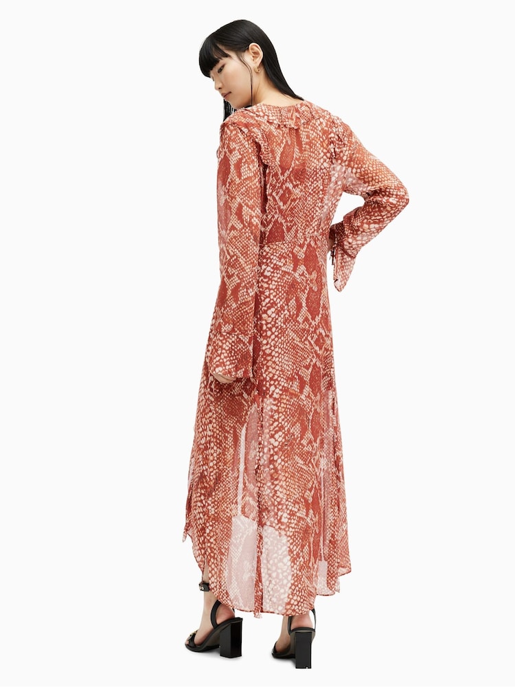 AllSaints Red Liana Waimea Dress - Image 2 of 6