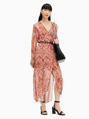 AllSaints Red Liana Waimea Dress - Image 5 of 6
