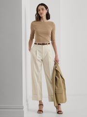 Светло-коричневый - Ralph Lauren хлопковые футболки с вырезом лодочкой Lauren Judy - Изображение 3 из 6