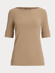 Светло-коричневый - Ralph Lauren хлопковые футболки с вырезом лодочкой Lauren Judy - Изображение 6 из 6