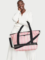 Victoria's Secret Iconic Stripe Pink Travel Weekender Bag - Image 2 of 4