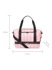 Victoria's Secret Iconic Stripe Pink Travel Weekender Bag - Image 4 of 4