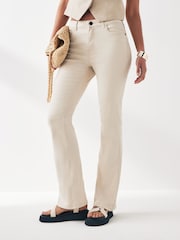 NOISY MAY Cream High Waist Flared Jeans - Image 1 of 6