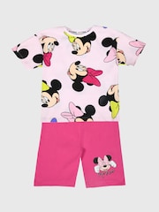 Brand Threads Pink 100% Cotton Disney Minnie Mouse BoysT-Shirt and Shorts Set - Image 1 of 5