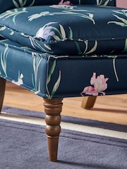 Laura Ashley Hawling Irises Midnight Seaspray Navy Nordan Armless Accent Chair - Image 2 of 10