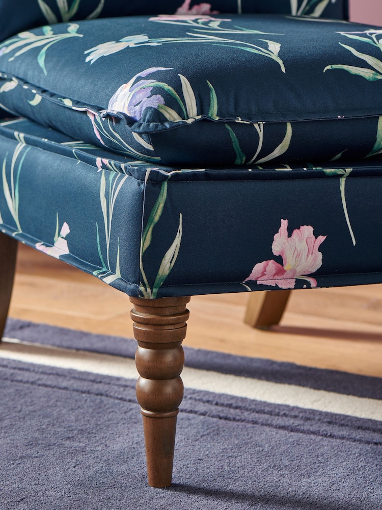 Laura Ashley Hawling Irises Midnight Seaspray Navy Nordan Armless Accent Chair - Image 2 of 10