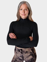 Sweaty Betty Black Super Soft Half Zip Sweat Top - Image 1 of 7