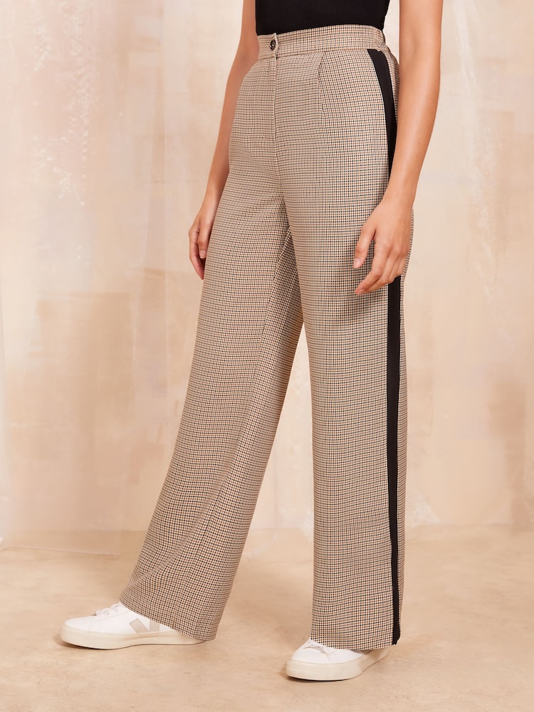 Friends Like These Brown Tailored Check Side Stripe Trouser - Image 1 of 4