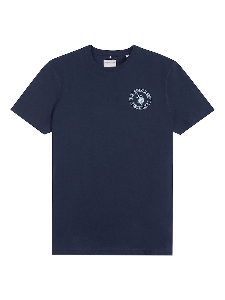 U.S. Polo Assn. Blue Classic Fit Mens Circle Print 100% Cotton T-Shirt - Image 1 of 3
