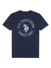 U.S. Polo Assn. Blue Classic Fit Mens Circle Print 100% Cotton T-Shirt - Image 2 of 3
