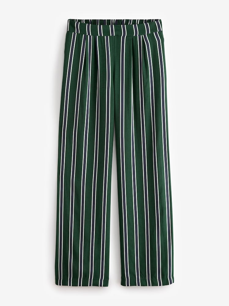 Groengestreept - Viscose mix broek met wijde pijpen - Image 5 of 6