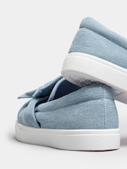 Yours Curve Blue Denim Twisted Bow Slip-On Trainers In Wide E Fit - Image 4 of 4