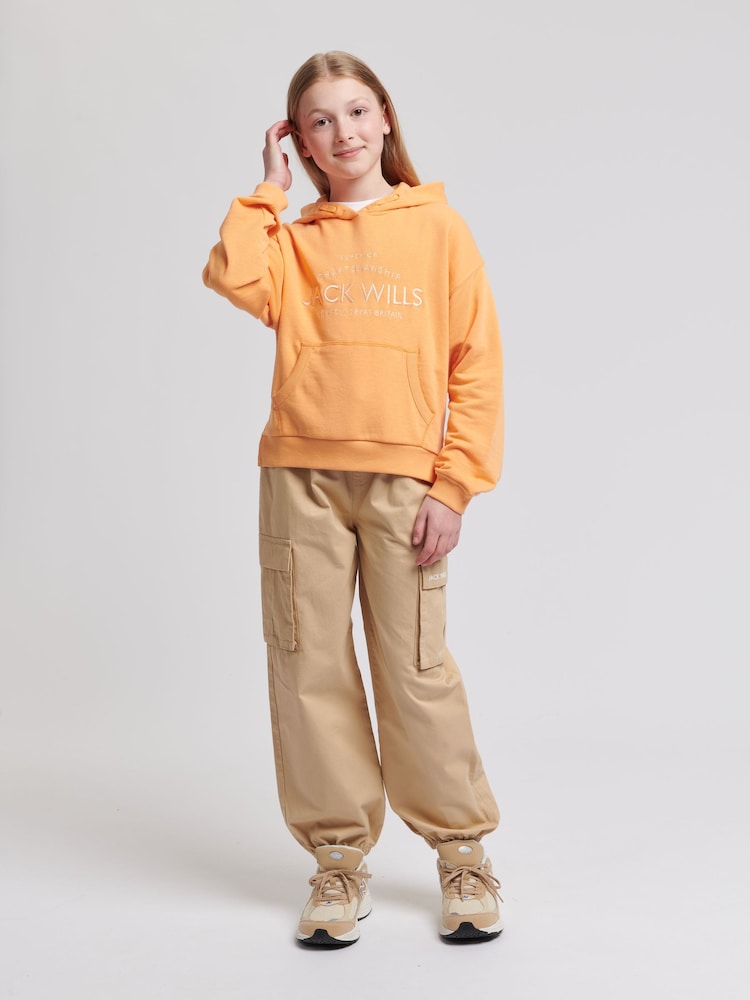 Jack Wills Brown Loose Fit Girls Parachute 100% Cotton Trousers - Image 2 of 9