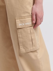 Jack Wills Brown Loose Fit Girls Parachute 100% Cotton Trousers - Image 3 of 9