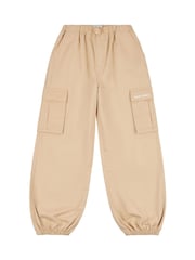 Jack Wills Brown Loose Fit Girls Parachute 100% Cotton Trousers - Image 6 of 9