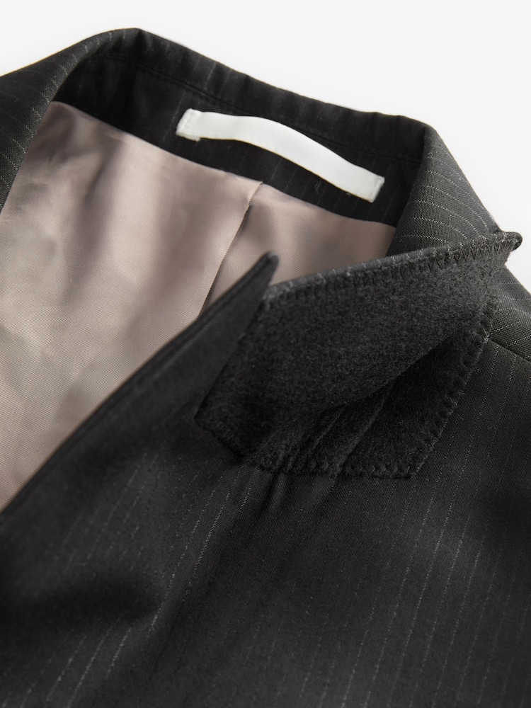 Black Slim Fit Glitter Stripe Tuxedo Suit Jacket - Image 9 of 10
