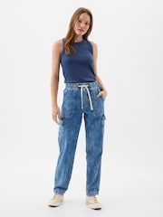 Gap Blue Mid Rise Easy Cargo Jeans - Image 1 of 2