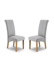 Julian Bowen Shale Grey Linen Rio Scrollback Fabric Chairs Set Of 2 - Image 1 of 4