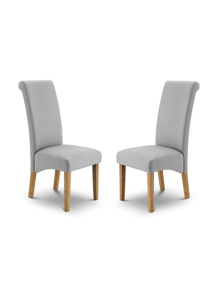 Julian Bowen Shale Grey Linen Rio Scrollback Fabric Chairs Set Of 2 - Image 1 of 4