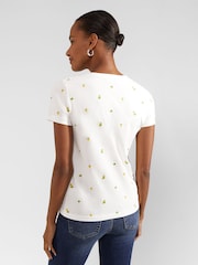 Hobbs White Printed Pixie 100% Cotton T-Shirt - Image 2 of 4