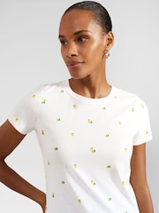 Hobbs White Printed Pixie 100% Cotton T-Shirt - Image 3 of 4
