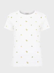 Hobbs White Printed Pixie 100% Cotton T-Shirt - Image 4 of 4