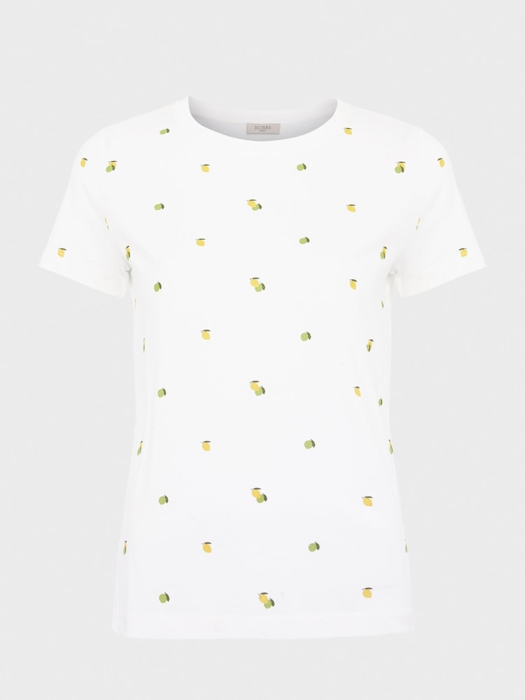 Hobbs White Printed Pixie 100% Cotton T-Shirt - Image 4 of 4
