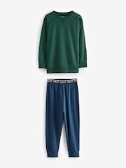 Green/Ochre/Plum Long Leg 100% Cotton Pyjamas 3 Pack (3-16yrs) - Image 3 of 7