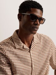 Ted Baker Brown Textured Geo Oise Shirt - Image 2 of 6