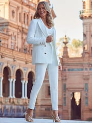 Sosandar White Tapered Leg Trousers - Image 3 of 5