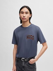 HUGO Blue Varsity Logo 100% Cotton T-Shirt - Image 1 of 5