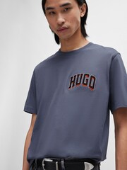 HUGO Blue Varsity Logo 100% Cotton T-Shirt - Image 3 of 5