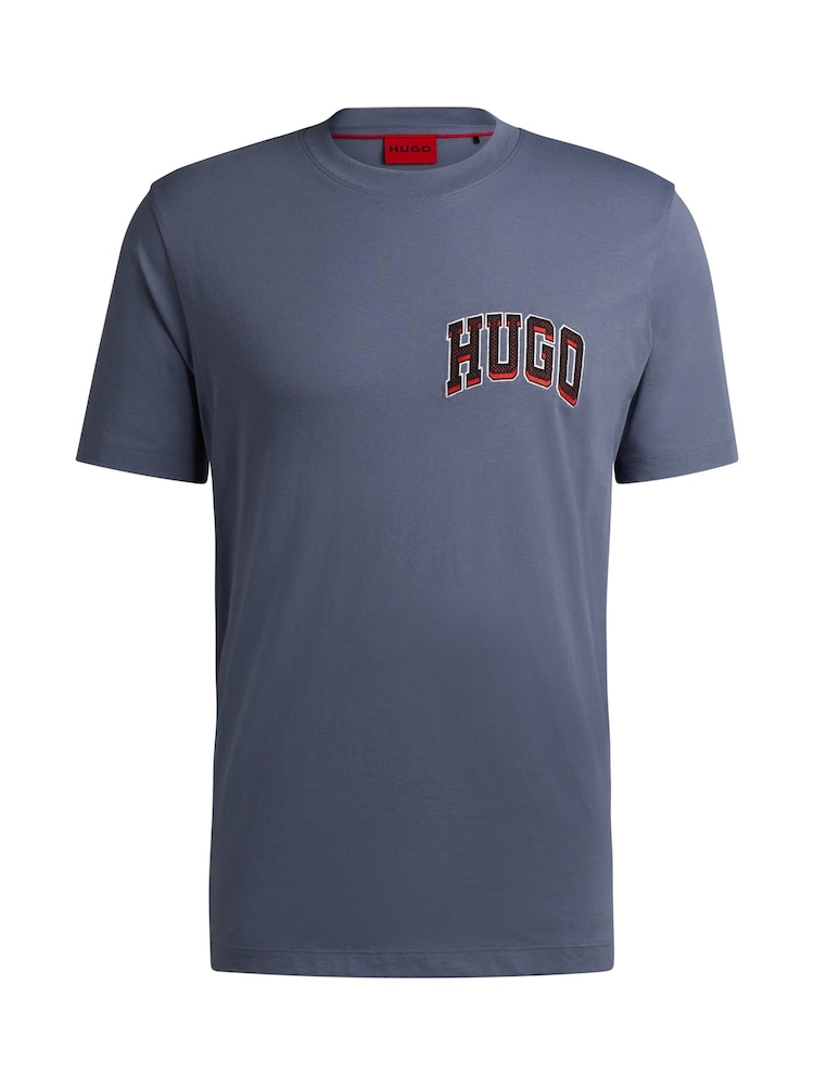 HUGO Blue Varsity Logo 100% Cotton T-Shirt - Image 5 of 5