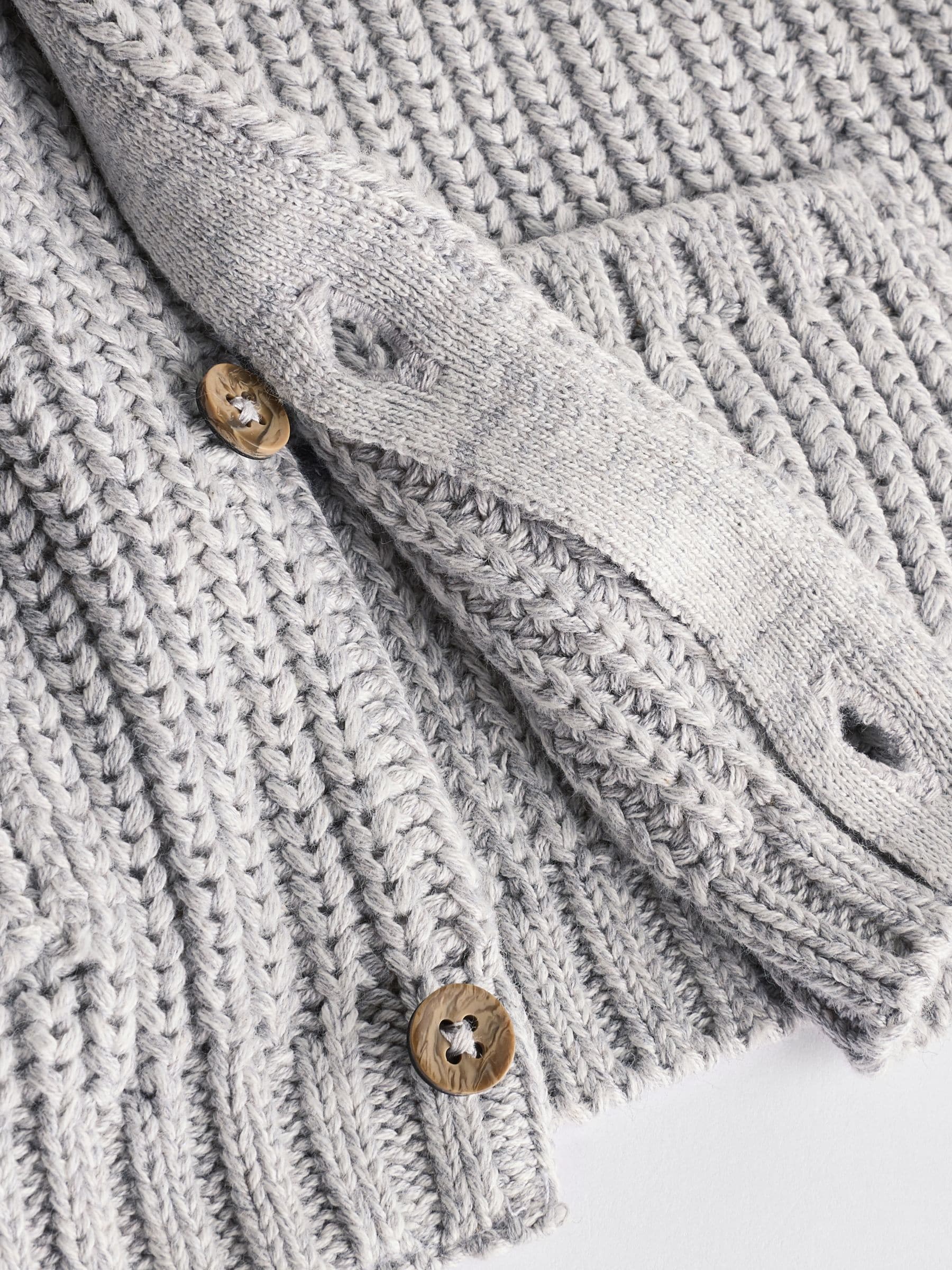 Buy Grey Born In 2025 Baby Knitted 100% Cotton Cardigan from