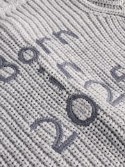 Grey Born In 2025 Baby Knitted 100% Cotton Cardigan - Image 12 of 12