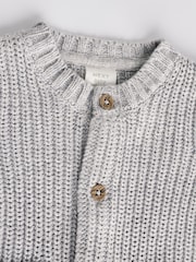 Grey Born In 2025 Baby Knitted 100% Cotton Cardigan - Image 8 of 12