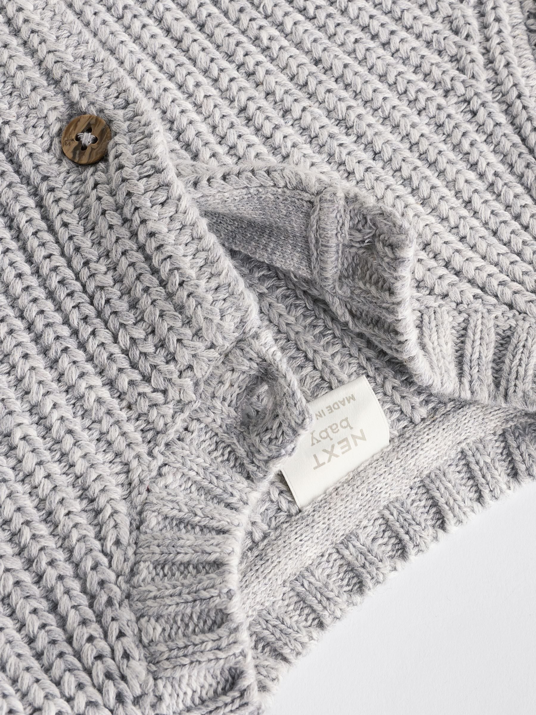 Buy Grey Born In 2025 Baby Knitted 100% Cotton Cardigan from