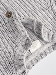 Grey Born In 2025 Baby Knitted 100% Cotton Cardigan - Image 9 of 12