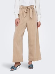 ONLY Cream Wide Leg Tie Front Trousers - Image 2 of 7