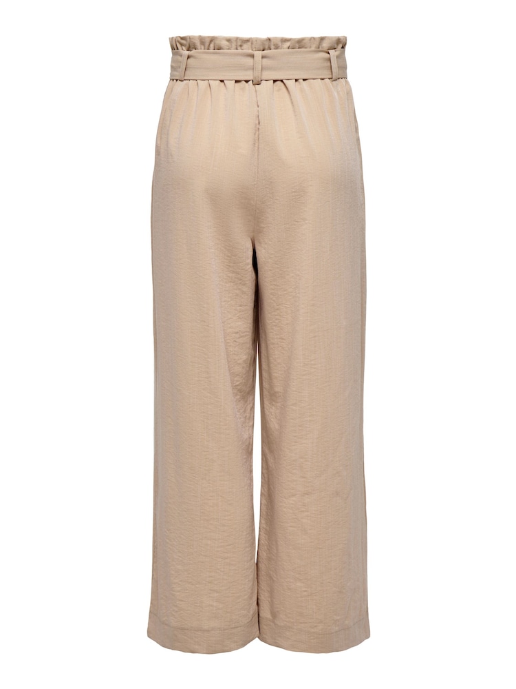ONLY Cream Wide Leg Tie Front Trousers - Image 7 of 7
