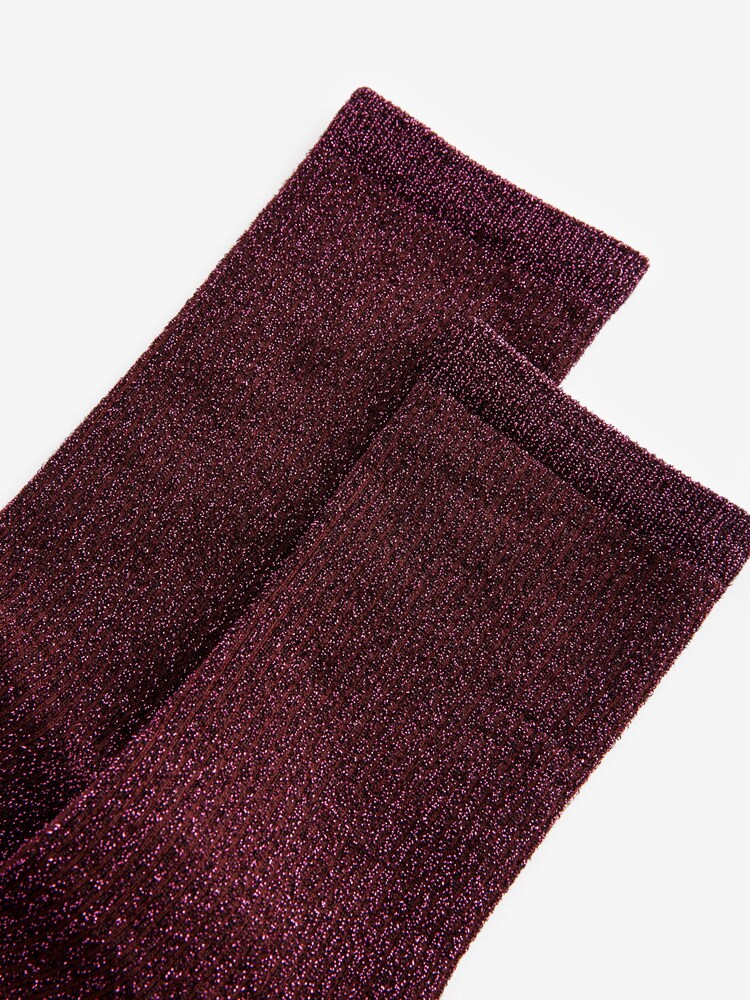 Burgundy Red Sparkle Ankle Socks 1 Pack - Image 2 of 3