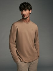 Navy/White/Black/Stone Long Sleeve 100% Cotton T-Shirts 4 Pack - Image 10 of 14